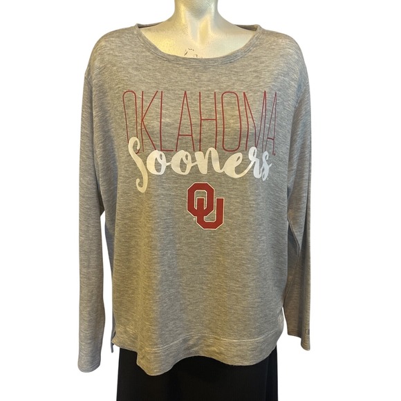 Oklahoma Sooners Gray Long Sleeve Pullover Top College‎ NCAA Apparel - Picture 1 of 11